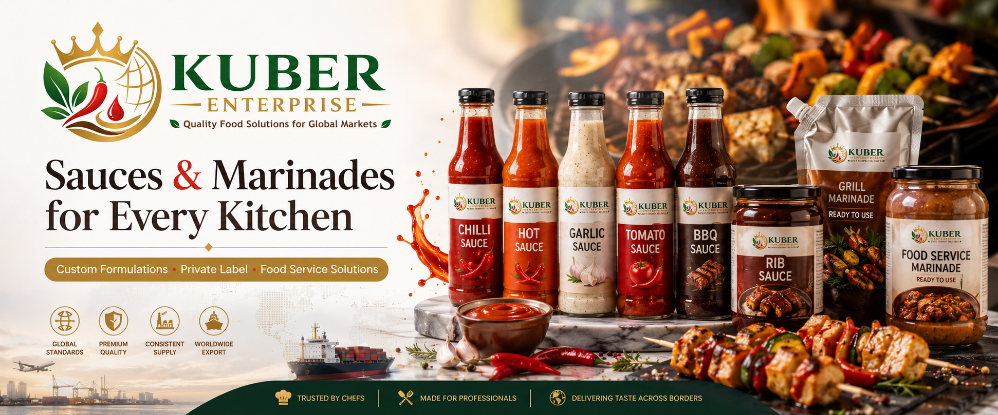 Sauces and marination banner for food service export